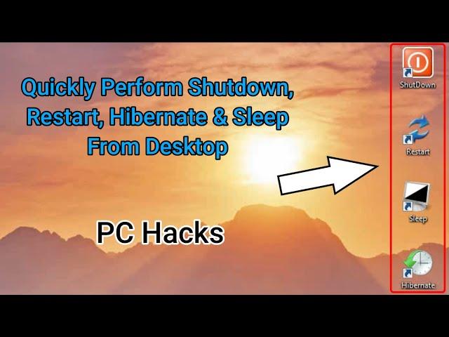 Shutdown, Restart, Sleep & Hibernate Directly From Desktop Shortcuts | TechGeek #1