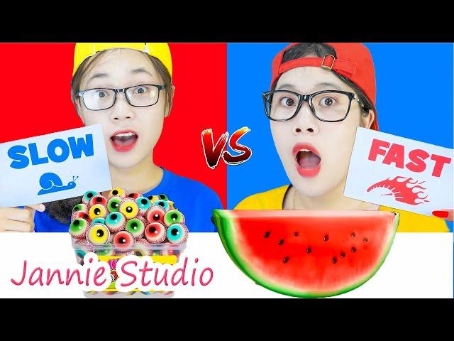 ASMR Fast VS Slow Food Challenge 슬로우 푸드 챌린지로 단식 Jannie Studio 재니