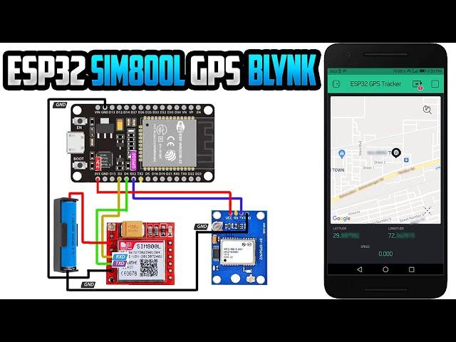 ESP32 SIM800L Blynk | GSM GPRS Based GPS Tracker