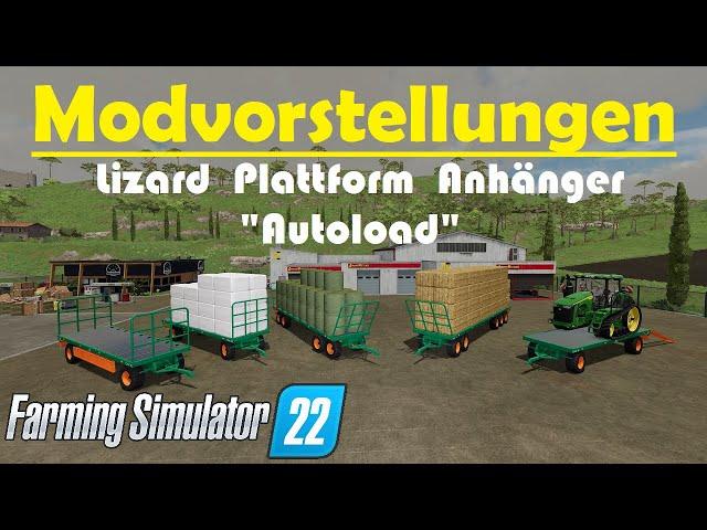 LS22 Modvorstellung - Lizard Plattform Anhänger, Autoload Ballenwagen / Farming Simulator 22