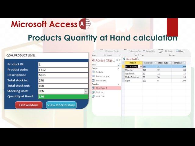 Products Quantity remaining calculation in Microsoft Access | Simplified Inventory Database