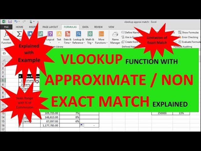 VLOOKUP FUNCTION WITH APPROXIMATE MATCH OR NON EXACT MATCH (Full Tutorial)