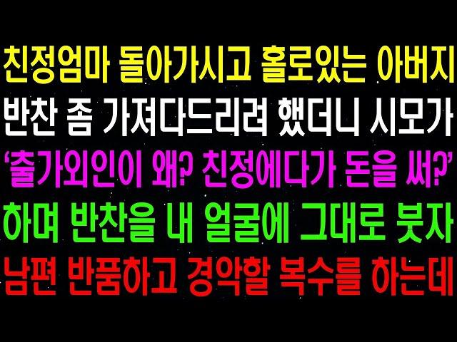 친정엄마 돌아가시고 홀로 있는 아버지 반찬 좀 가져다 드리려 했더니 시모가 '왜! 친정에 돈을 써 '