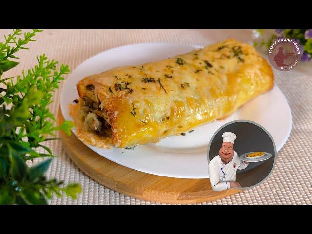 Potato roll with chicken and mushrooms!  Juicy, delicious and easy to prepare!