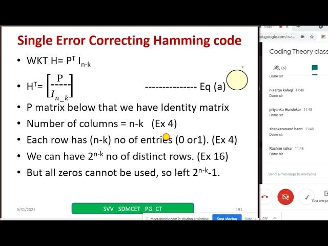 Linear block codes –Syndrome and decoder circuits,  single error correcting hamming code, Examples