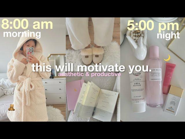 aesthetic vlogrealistic morning routine, productive day in the life, healthy habits, skincare