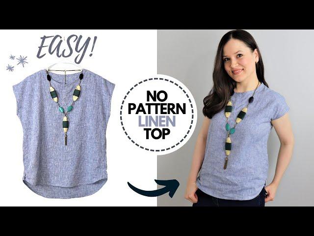 Just 2 measurements, 1 hr and 1 yd of fabric to make this EASY linen top for summer!