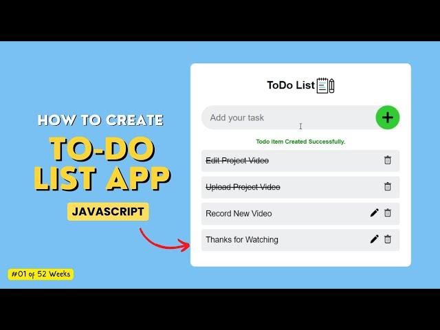 How To Create a ToDo List App in HTML CSS & JavaScript | CRUD Task App in JavaScript