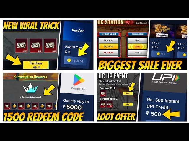 BIGGEST CHEAP UC TRICK REVEAL | GET 1500 UC | HOW TO GET FREE UC | PLAY STORE REDEEM CODE | 2025