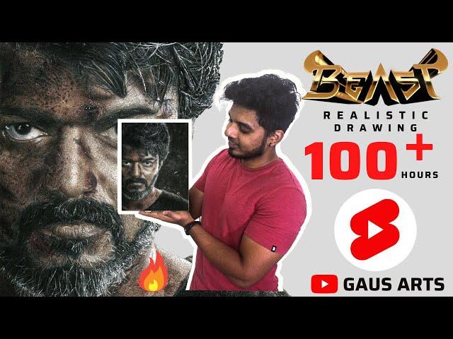 BEAST Vijay Realistic Drawing Shorts ( 100+ Hrs ) - Gaus Arts