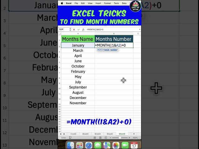 Finding Month Number in Excel (Fastest Method) #excel #ytshorts