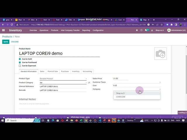 How to add inventory or stock or products in Odoo