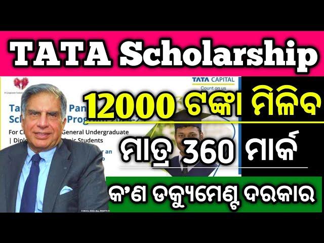 TATA Scholarship 2024 ମାତ୍ର 360 ମାର୍କ ରଖିଥିଲେ  12000 ଟଙ୍କା #scholarship #scholarships