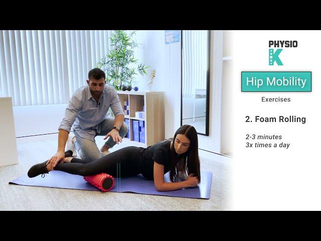 Hip mobility exercises and foam rolling