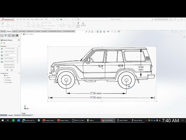 Toyota Land Cruiser  - Vehicle Blueprint 3D Modeling - Solidworks