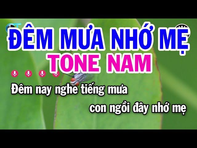 Karaoke Đêm Mưa Nhớ Mẹ Tone Nam ( Am ) Nhạc Sống Mới || Karaoke Kim Liễu