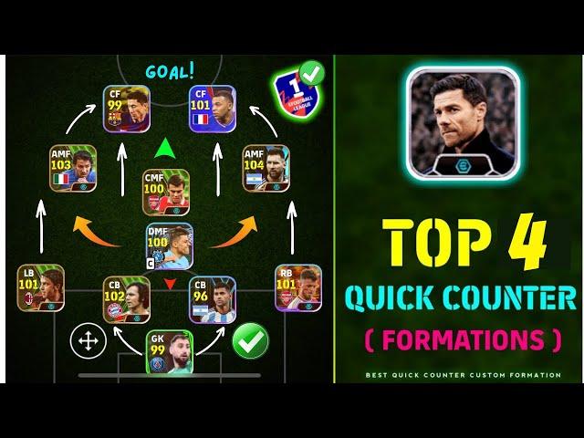 Top 4 Quick Counter Best Formation In eFootball 2024  | New Best Quick Counter Formation eFootball