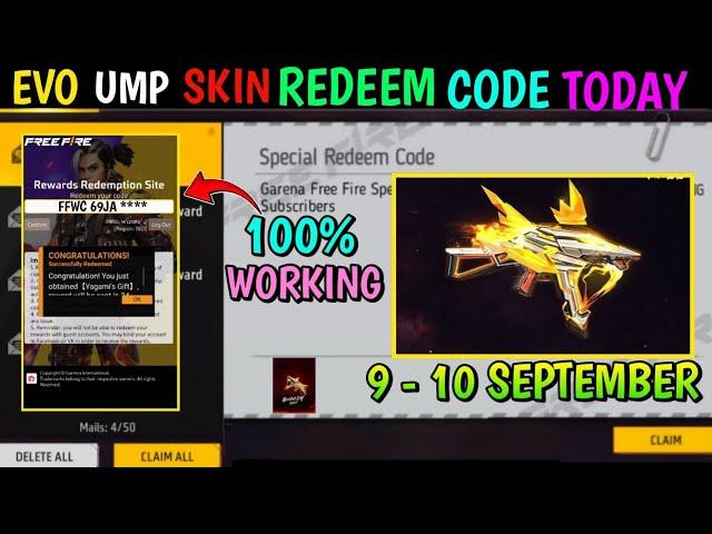 FREE FIRE REDEEM CODE TODAY 9 SEPTEMBER REDEEM CODE FREE FIRE | FF REDEEM CODE TODAY 9 SEPTEMBER FF