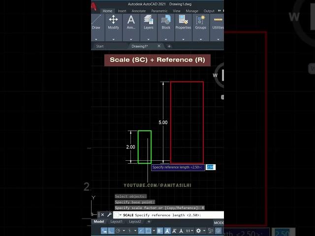 How to Scale with Reference in AutoCAD | SCALE Command #autocad #shorts #tutorial #tips