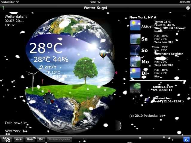 Wetterkugel für iPhone und iPad (Pocketkai.de)