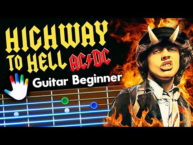 Highway To Hell Guitar Lessons for Beginners AC/DC Tutorial | Easy Chords + Lyrics + Backing Track