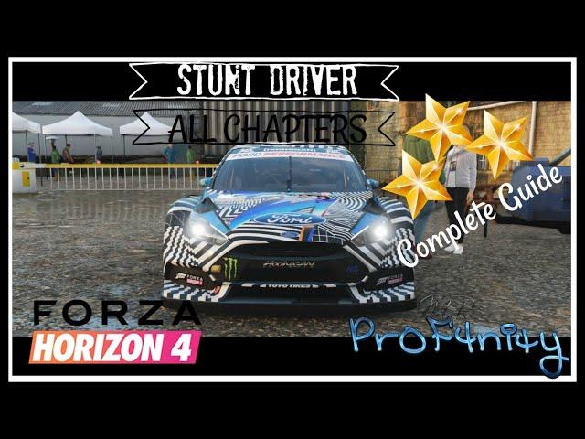 Forza Horizon 4 | COMPLETE Stunt Driver Guide [AUDIO INSTRUCTION] | ALL 10 CHALLENGES [3 Stars]