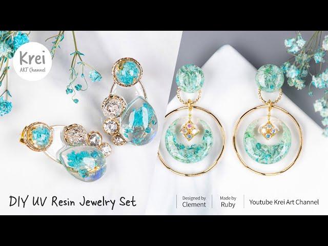 【UVレジン】レイクブルーのドライフラワージュエリーコレクション〜 UV Resin-Lake Blue Dried Flower Jewelry collection!!