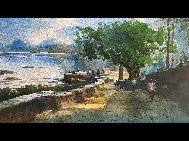 plein air watercolor painting demo