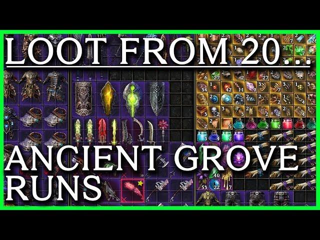 Loot From 20 Ancient Grove Runs. My final stop. GRIM DAWN