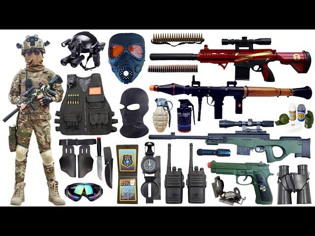 Unboxing special police weapon toy set, rocket launcher, M416 rifle, sniper rifle, tactical helmet