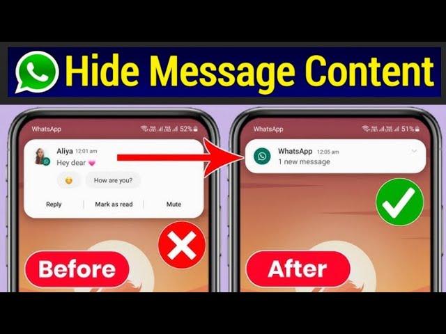 WhatsApp Ke Message Screen Par Na Dikhe | How To Hide WhatsApp Message Content On Lock Screen