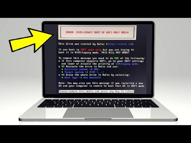 Fix ERROR : BIOS/LEGACY BOOT OF UEFI-ONLY MEDIA | How To fix Error Bios Legacy Boot Of UEFI - 𝐑𝐔𝐅𝐔𝐒