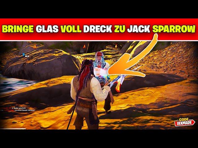 Bringe das Glas voll Dreck zu Jack Sparrow Fortnite Piratenkodex 1 Aufgabe Fluch der Karibik