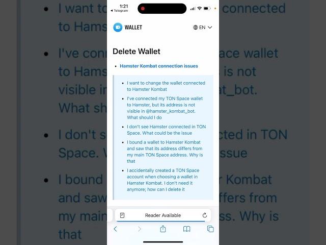 How to delete Telegram wallet?