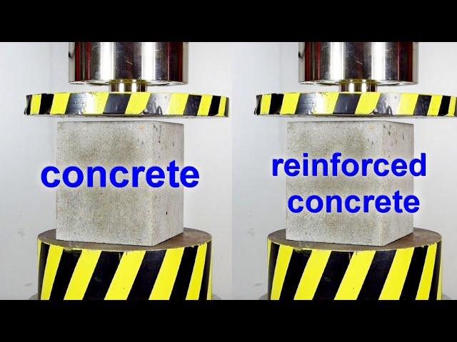 HYDRAULIC PRESS VS CONCRETE AND REINFORCED CONCRETE