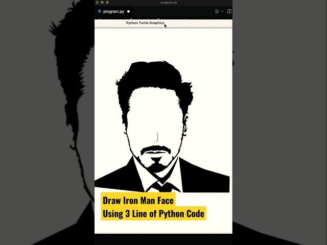 Draw Iron Man Face using 3 line of python code #shorts #coding #programming