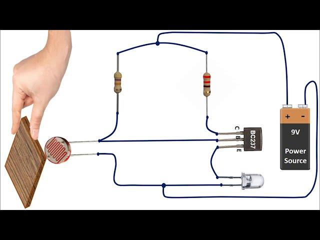 LDR Darkness Sensor Circuit (Animation)