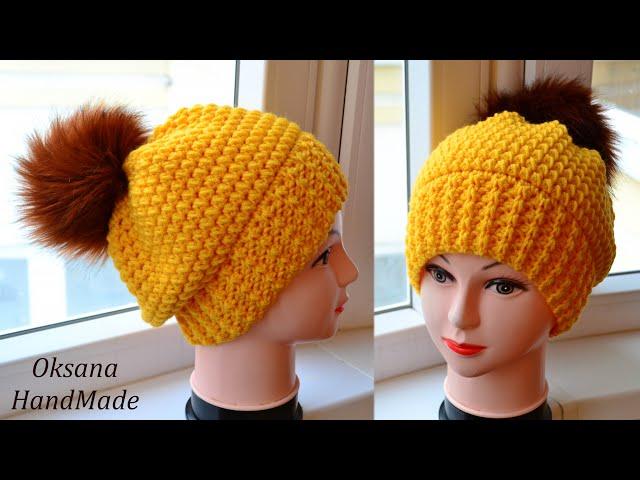 Связала ШАПКУ для себя, делюсь МАСТЕР КЛАССОМ. Hat crochet pattern