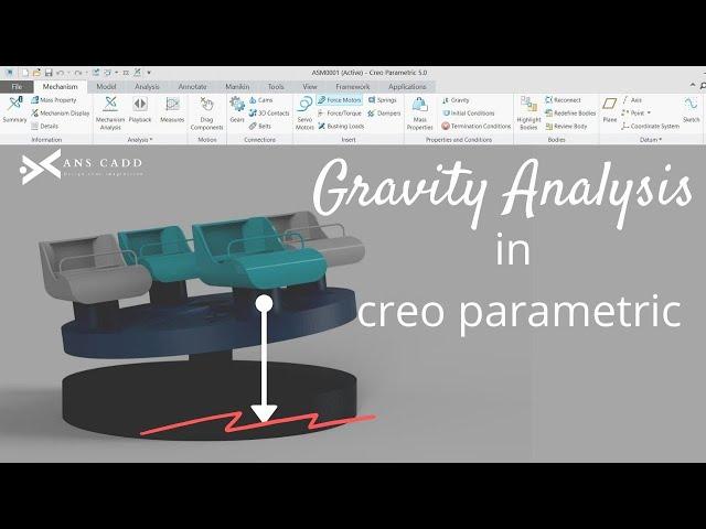 Gravity Analysis in Creo Parameters Mechanism  |   #anscadd #anscad #teamanscadd