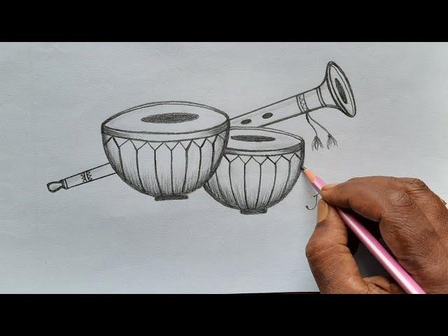 How to Draw Tabla  step by step || Drawing drums ||Jakkani Drawing Academy drums 2