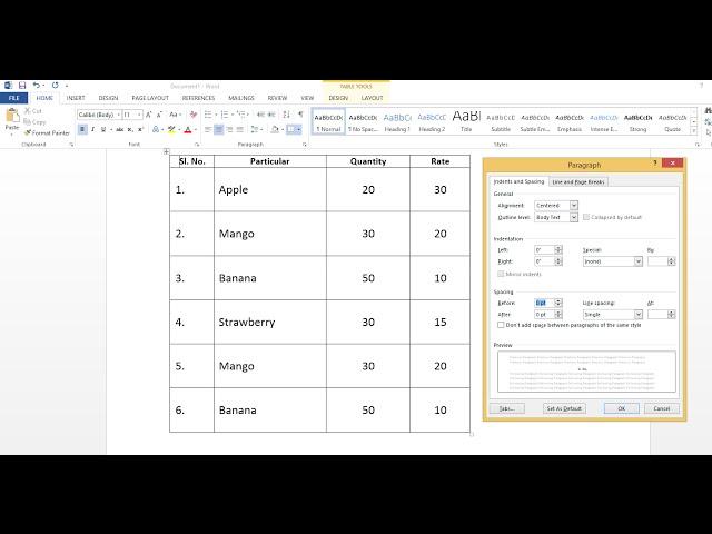 How to Adjust Table Paragraph Line Spacing in Microsoft Word