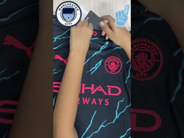 UNBOXING the MANCHESTER CITY 3rd Jersey for 23/24! #manchestercity #city  #championsofeurope