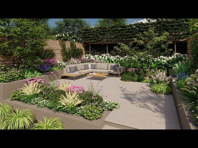 Small Garden Design on Two Levels | 3D Animation