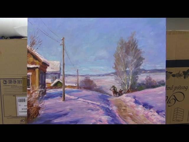 Winter landscape. Workshop  in English from Oleg Buiko. Oil painting.