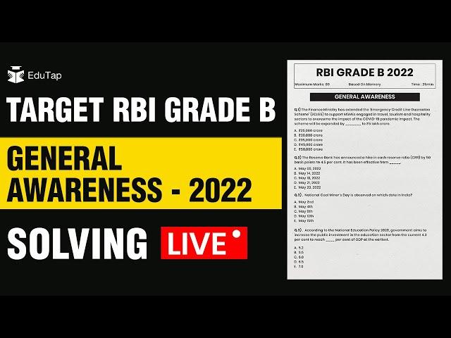 RBI General Awareness 2022 Solved Paper | RBI Preparation and Strategy | RBI GA 2022 Paper PDF