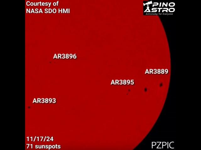 Daily Sunspots: November 17, 2024 #NASA 11/17/24 #sun #solar #sunspots #SDO #solarobservation