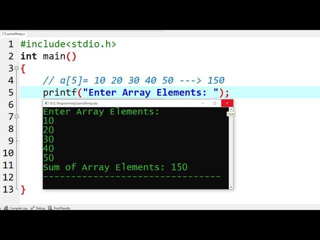 C Program to Calculate Sum of Array Elements | Learn Coding