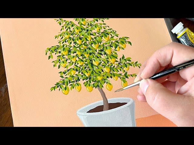 Painting a Lemon Tree with Holbein Artists Gouache  Paint with me