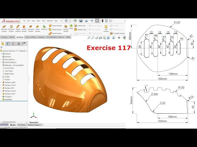 SolidWorks Surface Tutorial exercise 117