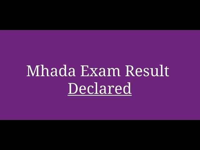 Mhada result 2022 declared  !!!